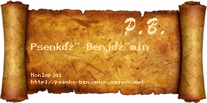 Psenkó Benjámin névjegykártya